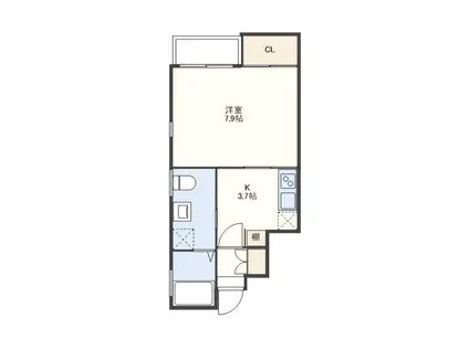 カーサ・ドマーニB(1K/1階)の間取り写真