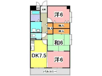 スクエア・ヴィレッジ(3DK/3階)の間取り写真