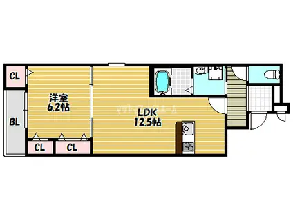 フジパレス鴻池新田V番館(1LDK/3階)の間取り写真