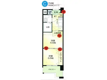 NO.55 ORIENTBLD(2K/11階)の間取り写真