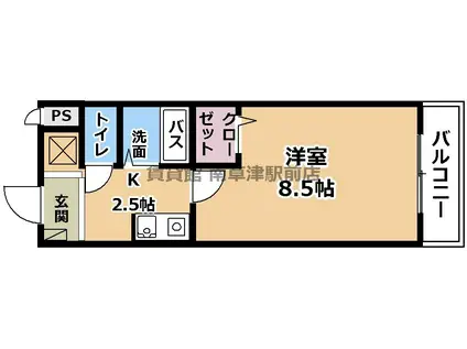 カスティーリョ(1K/4階)の間取り写真