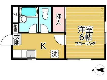 コーポフクチ(1K/1階)の間取り写真