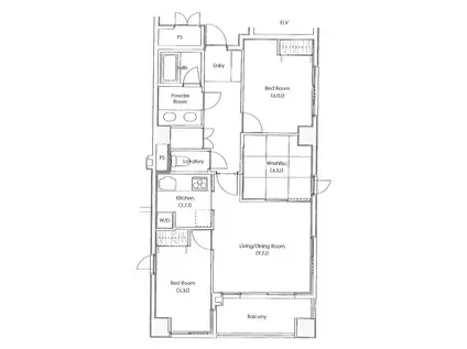 LANAI 1521(3LDK/2階)の間取り写真