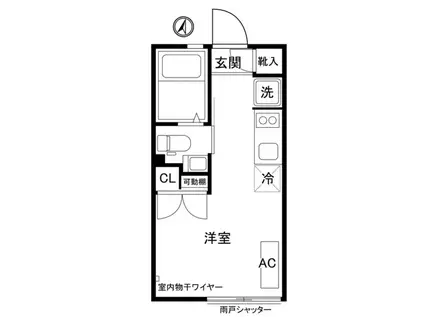 グランエッグス東中野S(ワンルーム/1階)の間取り写真