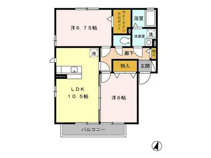 コンフォート壱番館・弐番館(2LDK/2階)の間取り写真