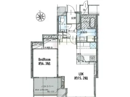白金ザ・スカイ W棟(1LDK/10階)の間取り写真