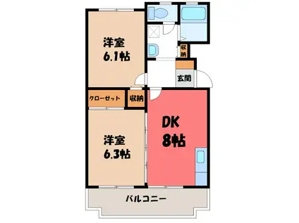 アーバニティー21(2DK/1階)の間取り写真