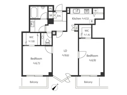 シクセー松濤(2LDK/2階)の間取り写真