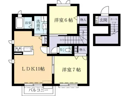 ひたち野TM FLAT W(2LDK/2階)の間取り写真