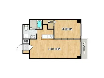 スギヒラハイツ(1LDK/6階)の間取り写真