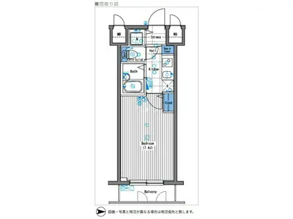 グランド・ガーラ三田(1K/6階)の間取り写真