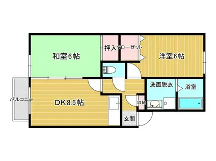ティアラ西田(2DK/2階)の間取り写真