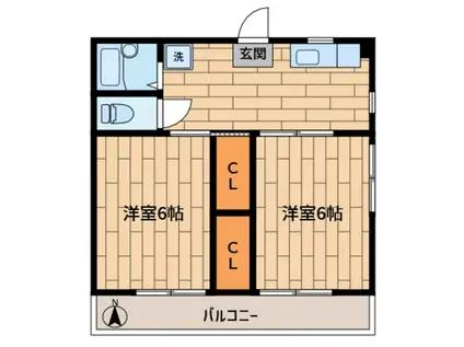 TAIKO1957(2DK/3階)の間取り写真