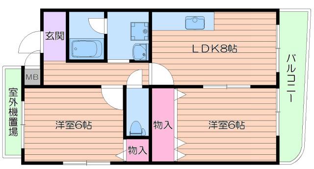 ヴォーヌング堂ヶ芝(2LDK/2階)の間取り写真