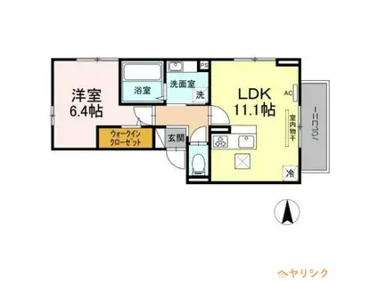メイプル(1LDK/1階)の間取り写真
