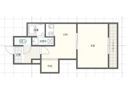 フラットフォー(1DK/4階)の間取り写真