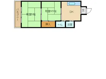 飛鳥グランドパレス(2DK/5階)の間取り写真