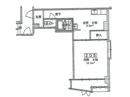 サンハイツA(1DK/2階)の間取り写真