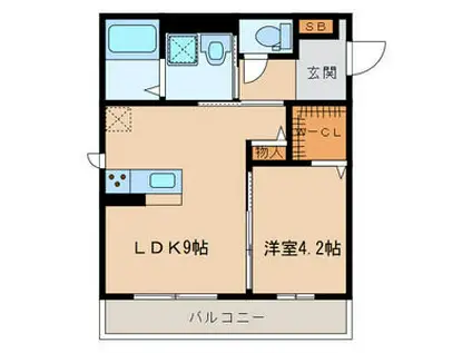 レーヴェ神田町(1LDK/2階)の間取り写真