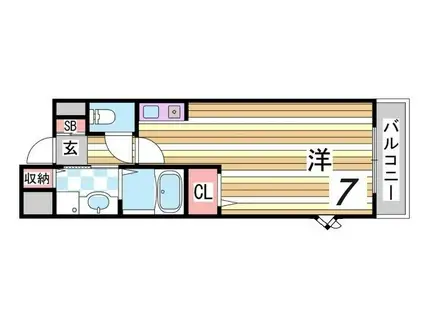 スカイルーム南条(1K/2階)の間取り写真