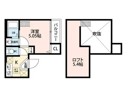 フローラ別府(1K/1階)の間取り写真