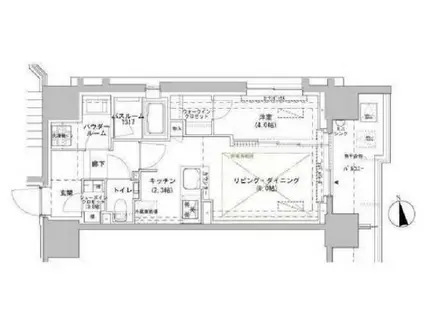 パークスフィア牛込神楽坂(1LDK/9階)の間取り写真