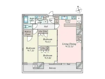 HARUMI FLAG SUN VILLAGE T棟(3LDK/42階)の間取り写真
