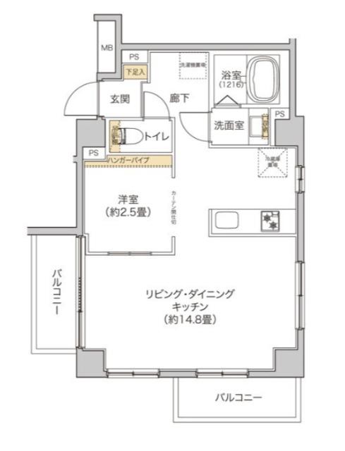 タイズ住吉(1LDK/2階)の間取り写真