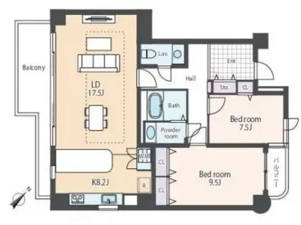コスモ碑文谷(2LDK/2階)の間取り写真