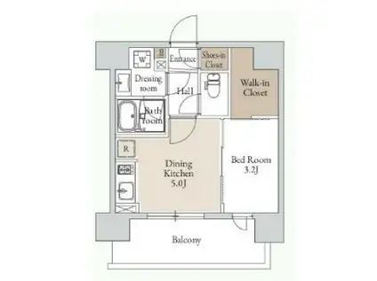 グランカーサ三ノ輪III(1DK/12階)の間取り写真