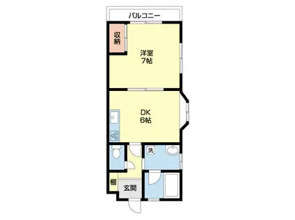 セントラルハイツB(1DK/1階)の間取り写真
