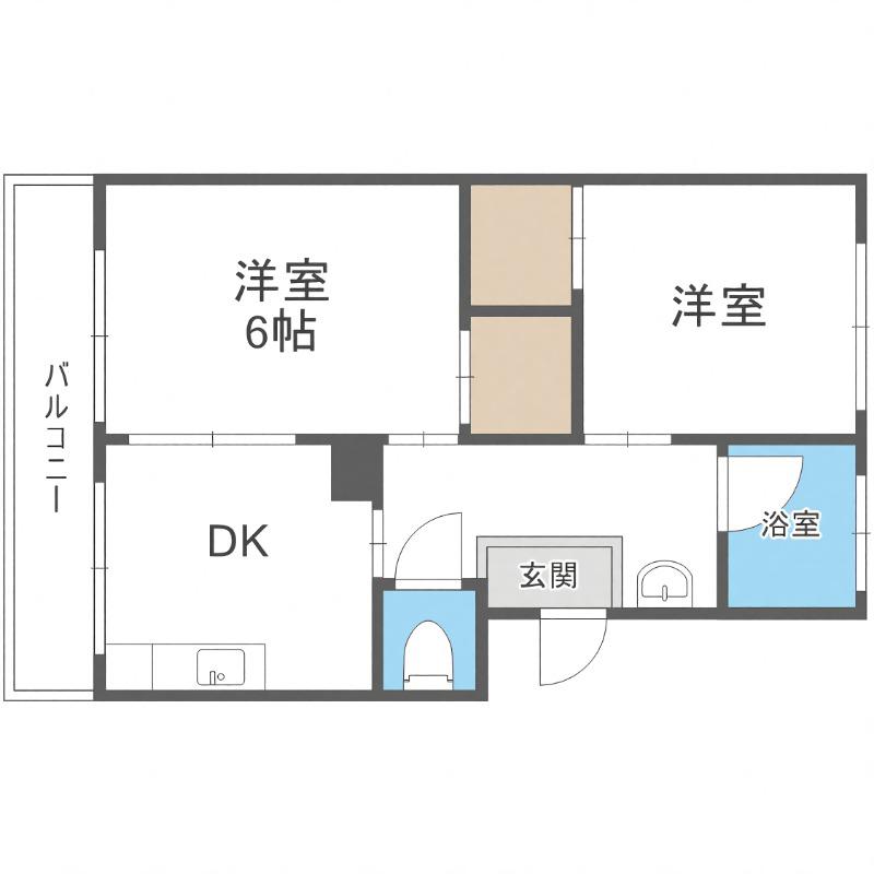 朝日ハイツ1号棟(2DK/3階)の間取り写真