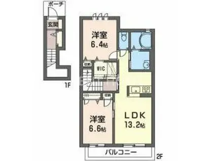 シャーメゾン藤貴(2LDK/2階)の間取り写真