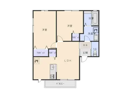 ヴェルレーヌ(2LDK/1階)の間取り写真