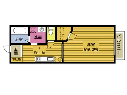 GRAN GATO市浜(1K/2階)の間取り写真