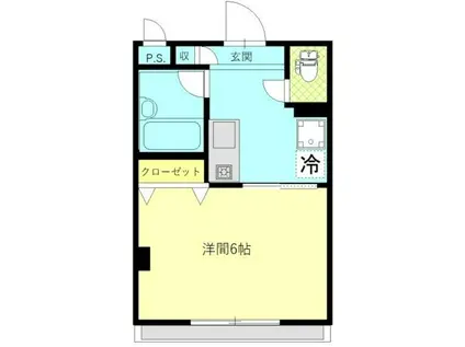 フォンティーヌ茅(1K/2階)の間取り写真