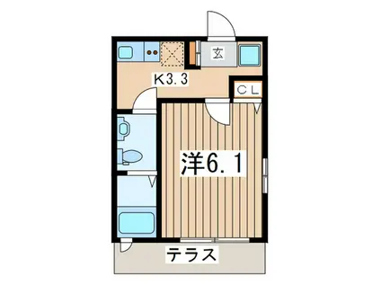 フォレストヒル逗子(1K/1階)の間取り写真