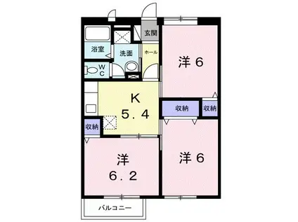 タウニィ21 II(3K/2階)の間取り写真