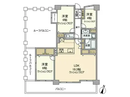コスモ武蔵新城グレイスコート(3LDK/6階)の間取り写真