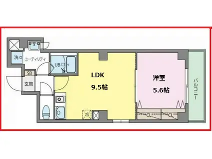 東京メトロ日比谷線 南千住駅 徒歩2分 10階建 築2年(1LDK/4階)の間取り写真