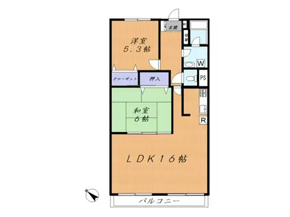 美しが丘ドエリングB(2LDK/4階)の間取り写真