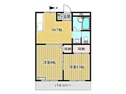 マンション新明(2DK/1階)の間取り写真