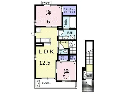 レ・フルールB(2LDK/2階)の間取り写真