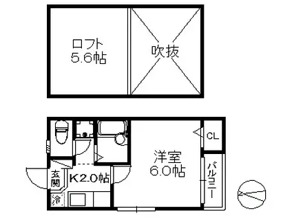 ドリームパレス別府 97(1K/2階)の間取り写真