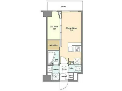 LA DOUCEUR志茂(1DK/1階)の間取り写真