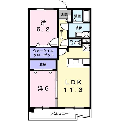 エストレーノ見川100(2LDK/1階)の間取り写真