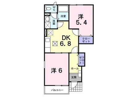 エクセラン(2DK/1階)の間取り写真