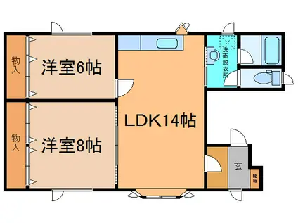 ミレー館A(2LDK/2階)の間取り写真