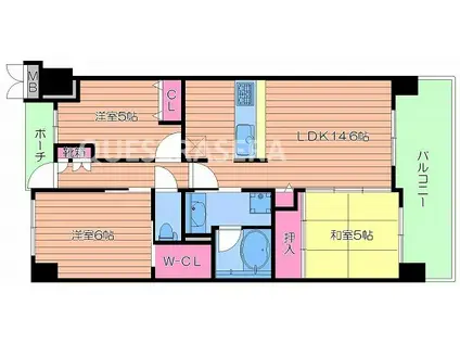 レジディア都島II(3LDK/2階)の間取り写真