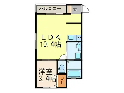 CYCAS東二見(1LDK/2階)の間取り写真